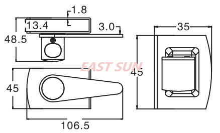 Trava de botão cromado de 180 graus