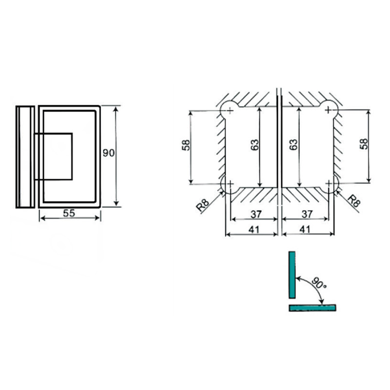 ASH-304-Dobradiças de chuveiro ajustáveis