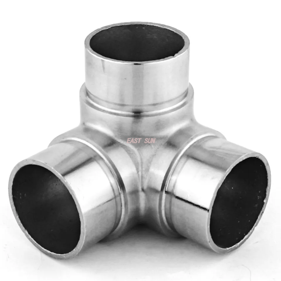 Cotovelo de corrimão para balaústre de varanda, acessórios para corrimão redondos de 3 vias, conector de corrimão de aço inoxidável 304 316