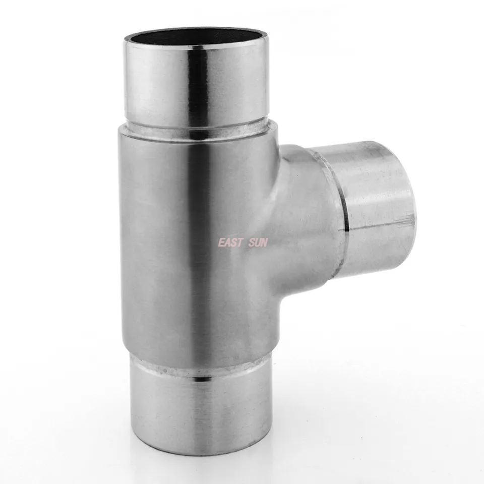 Encaixe de tubo de aço inoxidável de 3 vias 304 316 Conector de corrimão cruzado para trilhos de varanda