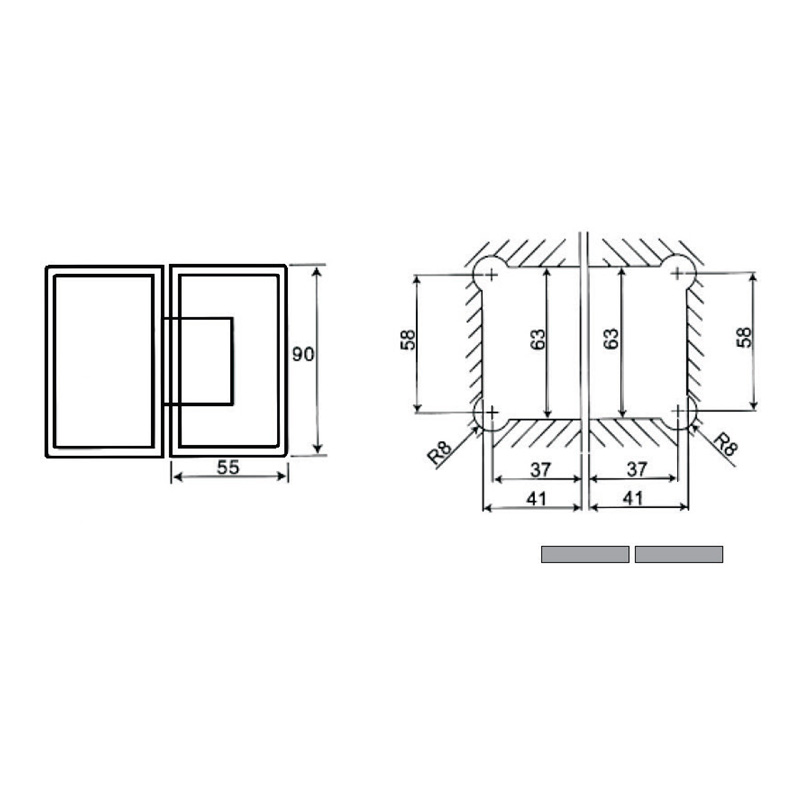 ASH-213-Dobradiças de chuveiro ajustáveis