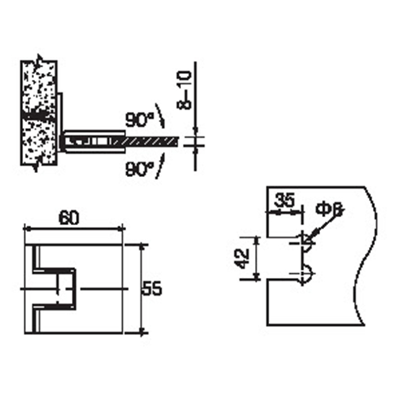 FSH-301-Dobradiças de chuveiro dobráveis