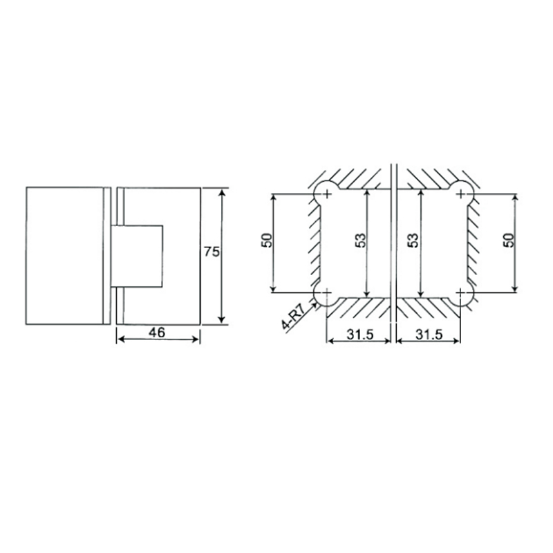 ESH-413-Dobradiças para porta de chuveiro