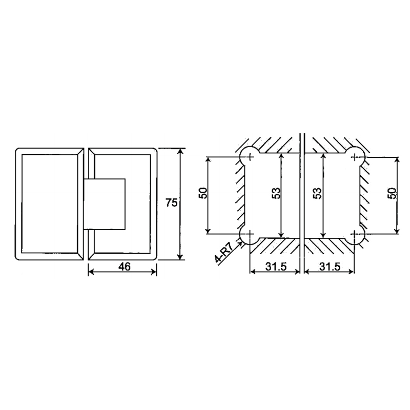 ESH-403-Dobradiças para porta de chuveiro
