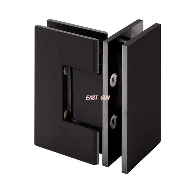 Dobradiças de vidro a vidro de 90 graus em preto fosco resistente