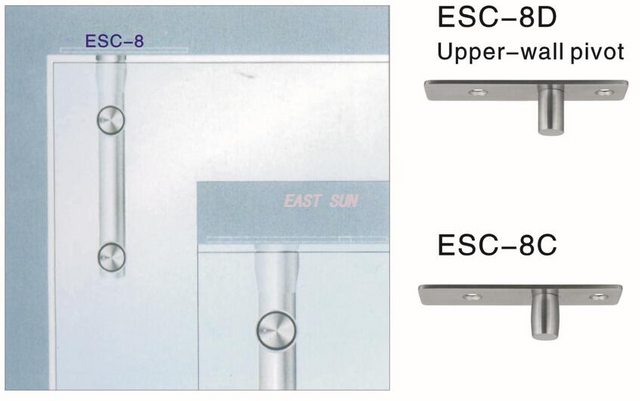 Porta pivotante de vidro, parede superior, pivô Dorma MAB