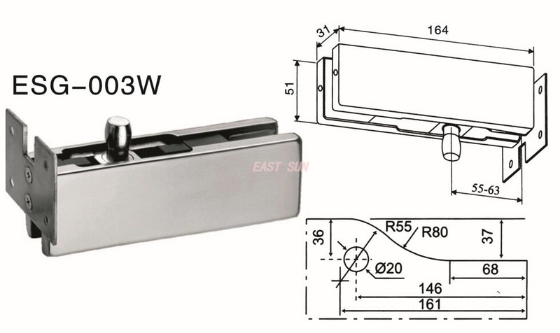 Dorma Patch Fittings Porta pivotante ESG-003W