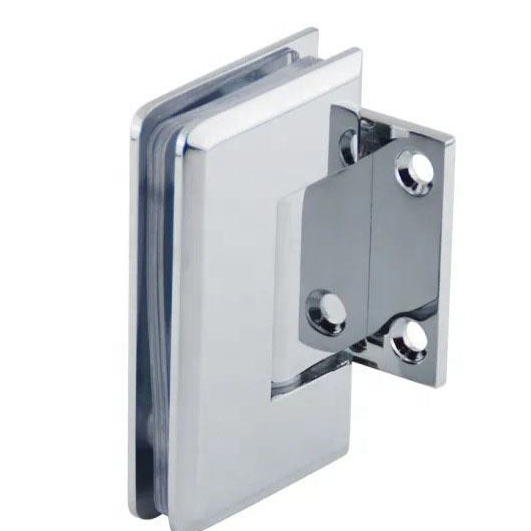 Dobradiça de porta de chuveiro de vidro para parede cromada polida de 90 graus para serviço pesado para vidro de 1/2 ″ - 3/8 ″ 