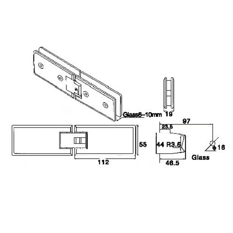 ASH-503-Dobradiças de chuveiro ajustáveis
