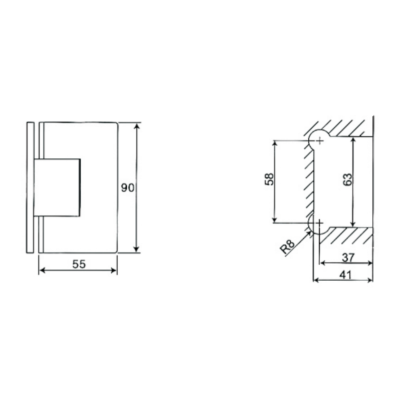 ESH-211H-Dobradiças para porta de chuveiro