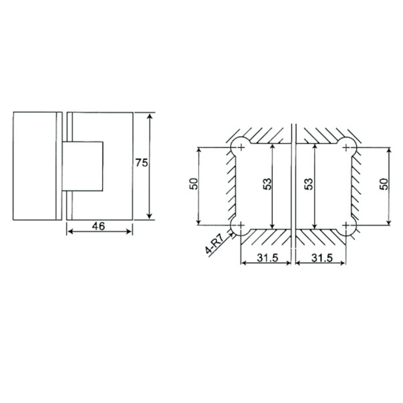 ESH-412-Dobradiças para porta de chuveiro
