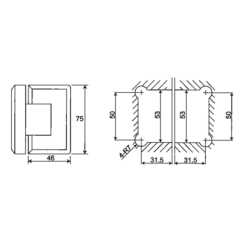 ESH-404-Dobradiças para porta de chuveiro