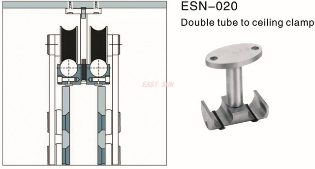 Tubo duplo de porta deslizante para braçadeira de teto Dorma Design
