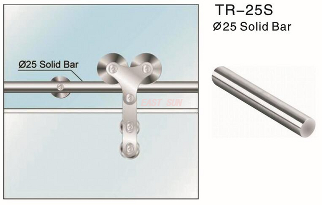 Barra sólida para trilho de porta deslizante para serviço pesado