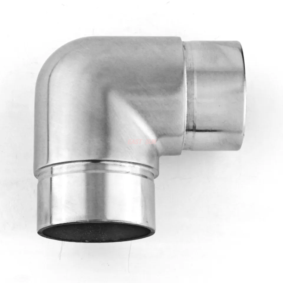 Cotovelo do corrimão do balaústre, encaixes de tubo redondo de 2 vias, conector de corrimão de cetim de aço inoxidável 304 316