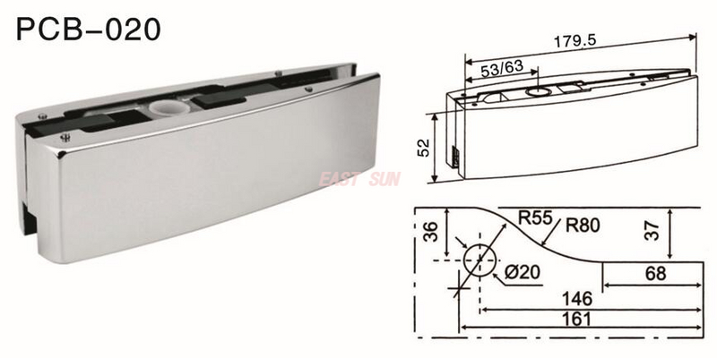 Acessórios de remendo Porta pivô Dorma PCB-020