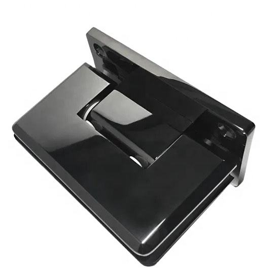 Suporte de vidro com dobradiça para porta de chuveiro sem moldura, placa traseira completa de 90 graus para montagem em parede para vidro de 1/2 ″ - 3/8 ″