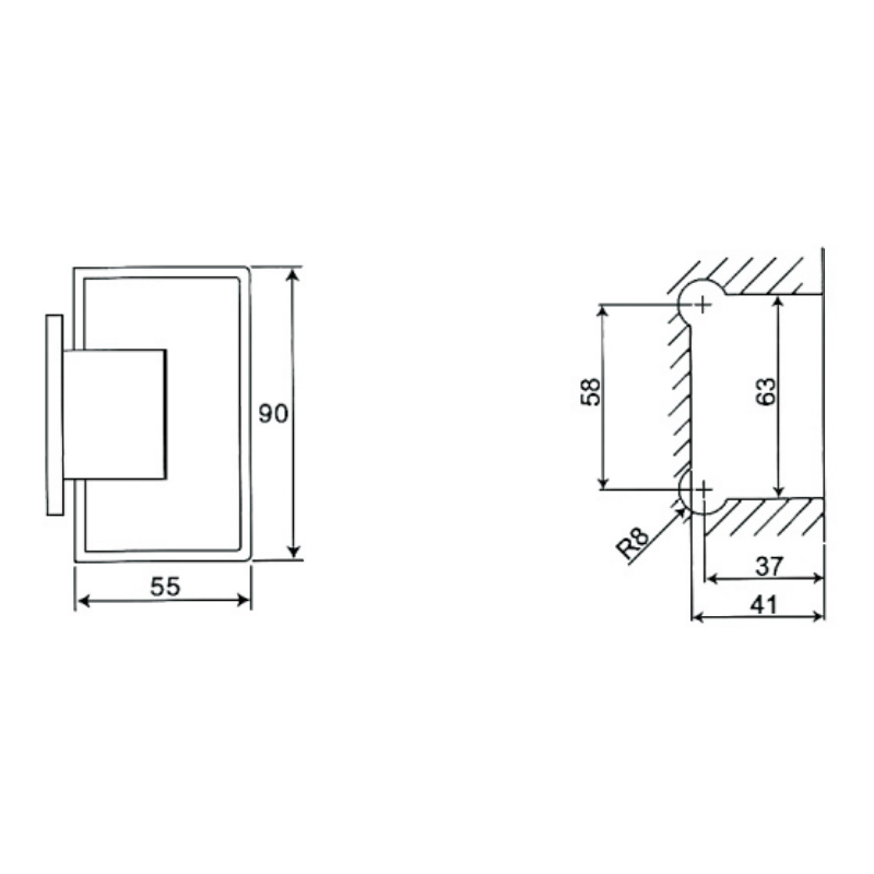 ESH-301S-Dobradiças para porta de chuveiro