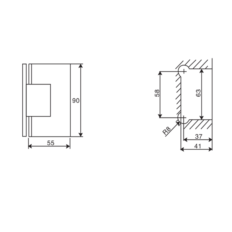 ESH-205-Dobradiças para porta de chuveiro
