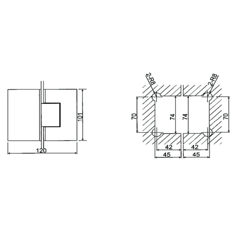 Dobradiças para porta de chuveiro ESH-203B