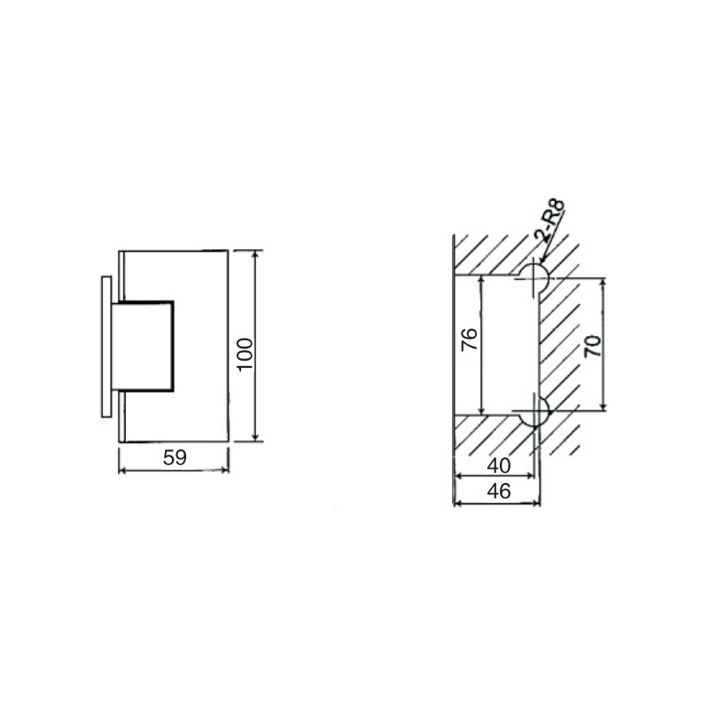 ESH-201BS-Dobradiças para porta de chuveiro