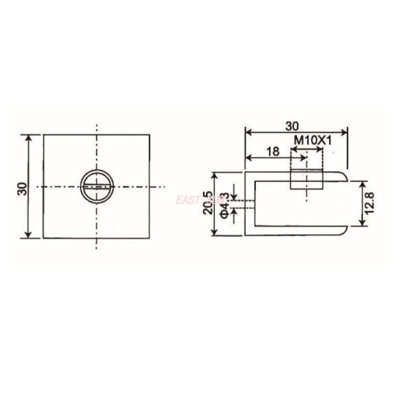 Bra&ccedil;adeira de vidro para vidro de 180 graus 