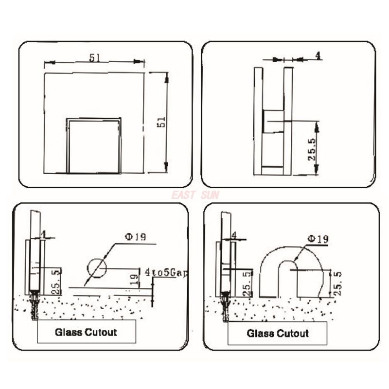 bra&ccedil;adeira de trilho de vidro para banheiro