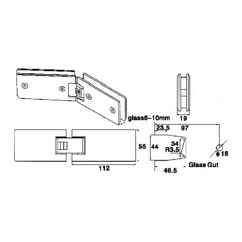 ASH-602-Dobradiças de chuveiro ajustáveis