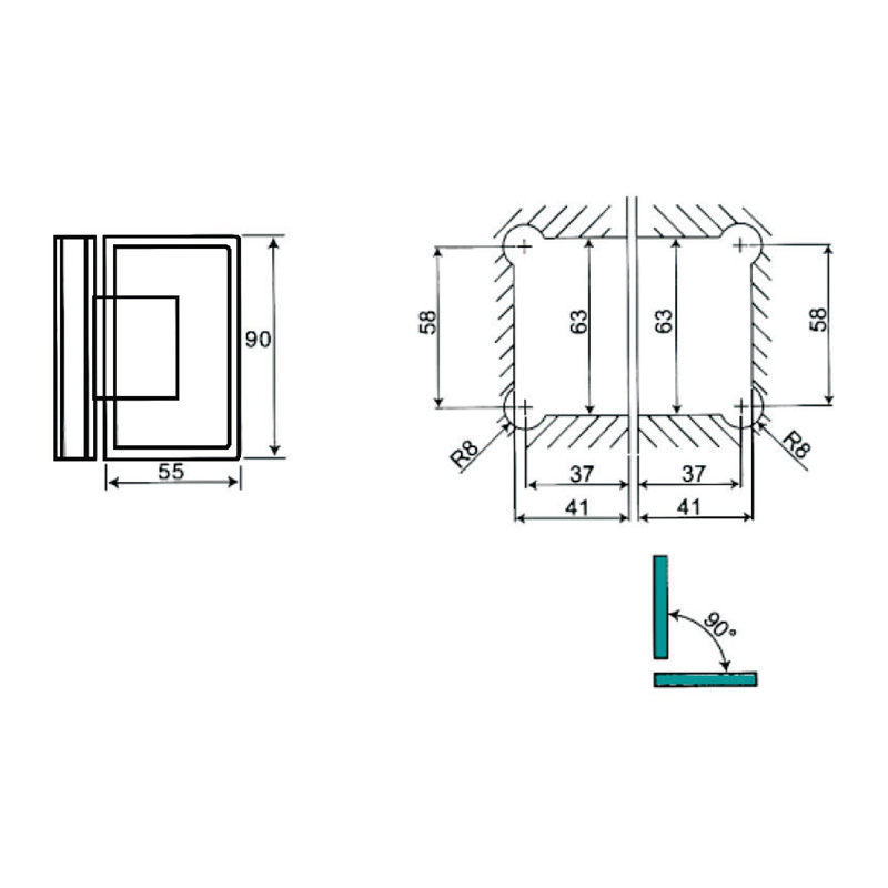 ASH-204-Dobradiças de chuveiro ajustáveis