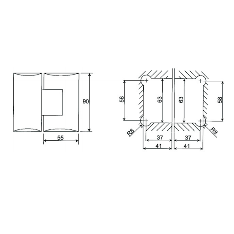 ESH-222-Dobradiças para porta de chuveiro