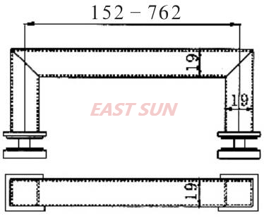 Barra de apoio quadrada de 24' em esquadria inoxidável polido