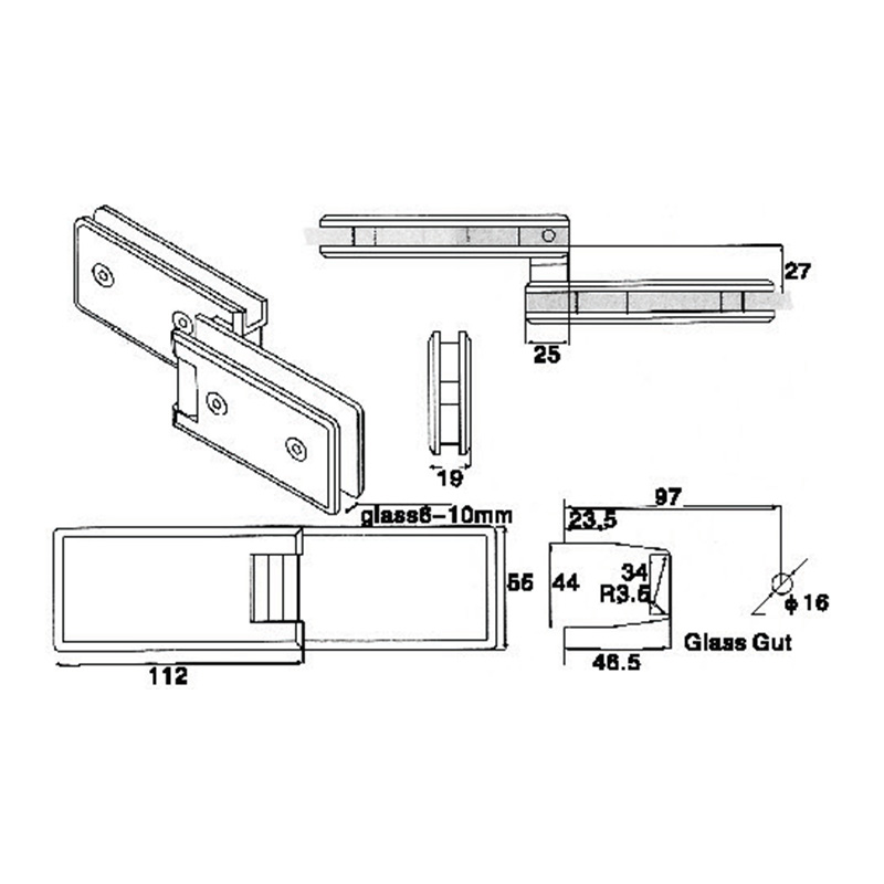 ASH-507-Dobradiças de chuveiro ajustáveis