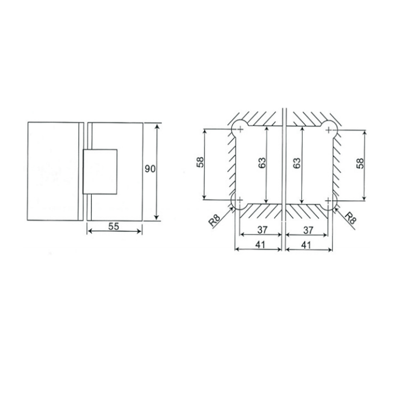 ESH-203-Dobradiças para porta de chuveiro