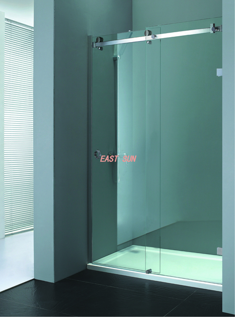 Sistema de porta deslizante de luxo em aço inoxidável escovado série Serenity de 180 graus