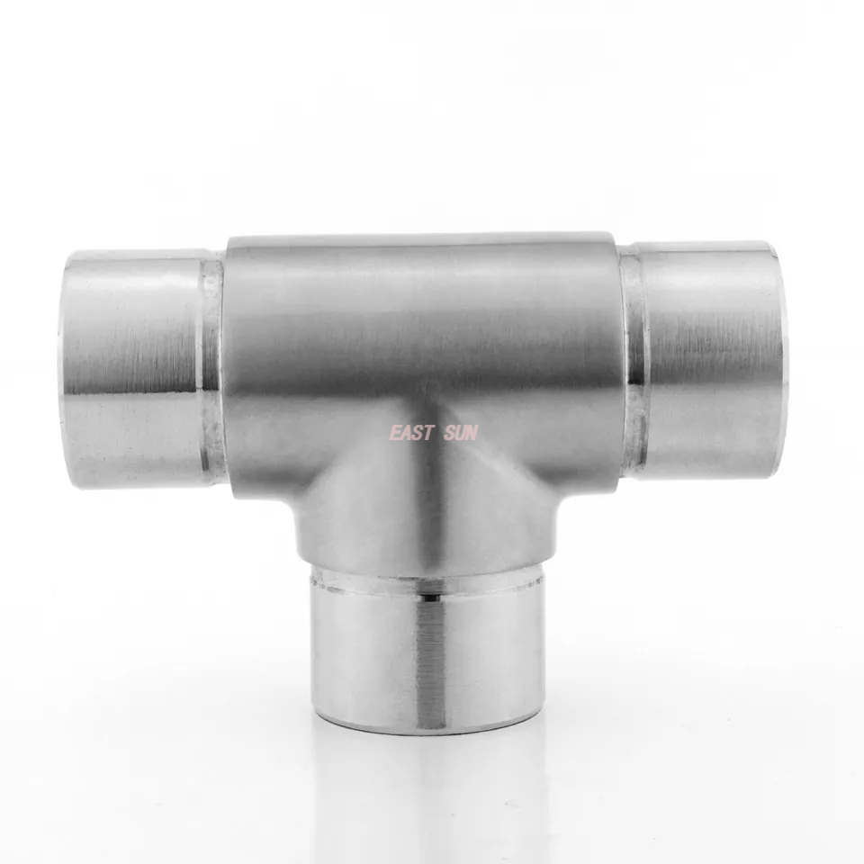 Encaixe de tubo de aço inoxidável de 3 vias 304 316 Conector de corrimão cruzado para trilhos de varanda
