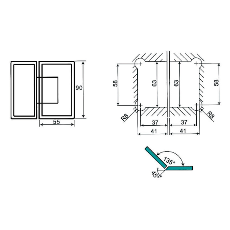ASH-202-Dobradiças de chuveiro ajustáveis