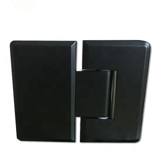 Dobradiças de porta de chuveiro de vidro a vidro de 180 graus em preto fosco resistente para vidro de 1/2 ″ - 3/8 ″