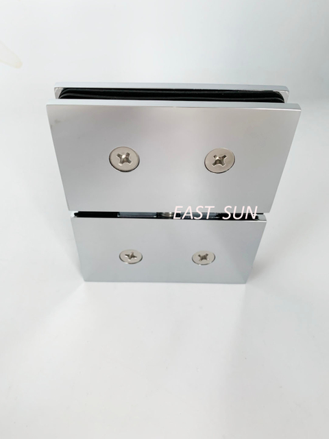 Dobradiça de montagem vidro a vidro série Cardiff cromada polida