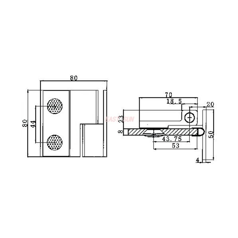 dobradi&ccedil;a de porta de chuveiro sem moldura