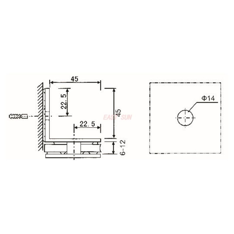 bra&ccedil;adeira de vidro 90 graus