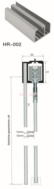 Sistemas deslizantes para porta deslizante de escritório trilho de alumínio HR-002