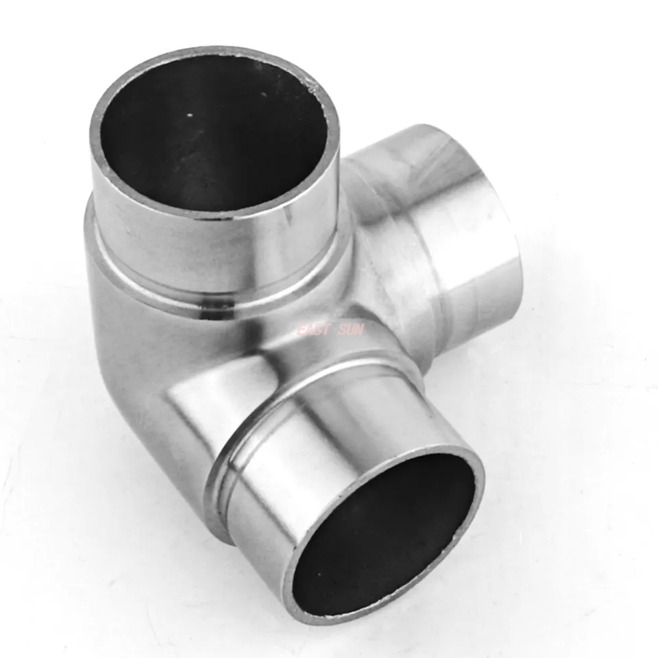 Cotovelo de corrimão para balaústre de varanda, acessórios para corrimão redondos de 3 vias, conector de corrimão de aço inoxidável 304 316
