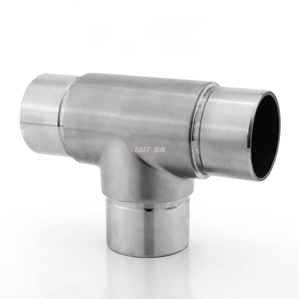 Encaixe de tubo de aço inoxidável de 3 vias 304 316 Conector de corrimão cruzado para trilhos de varanda