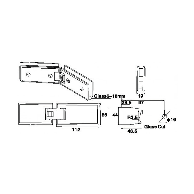 ASH-502-Dobradiças de chuveiro ajustáveis