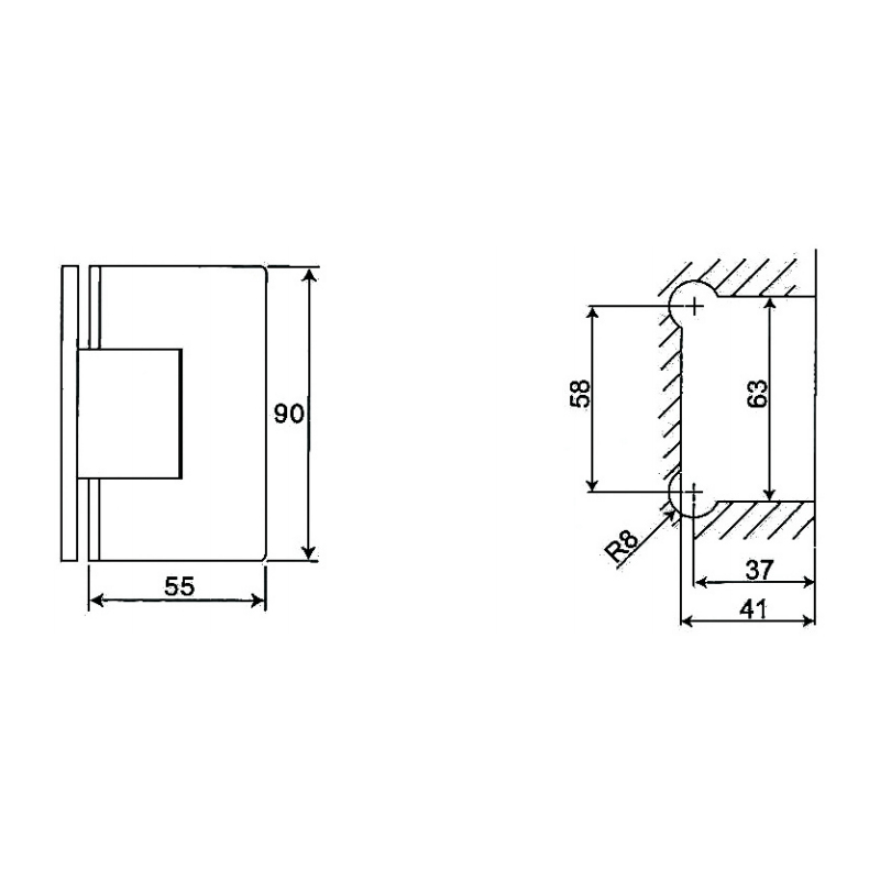 ESH-215-Dobradiças para porta de chuveiro