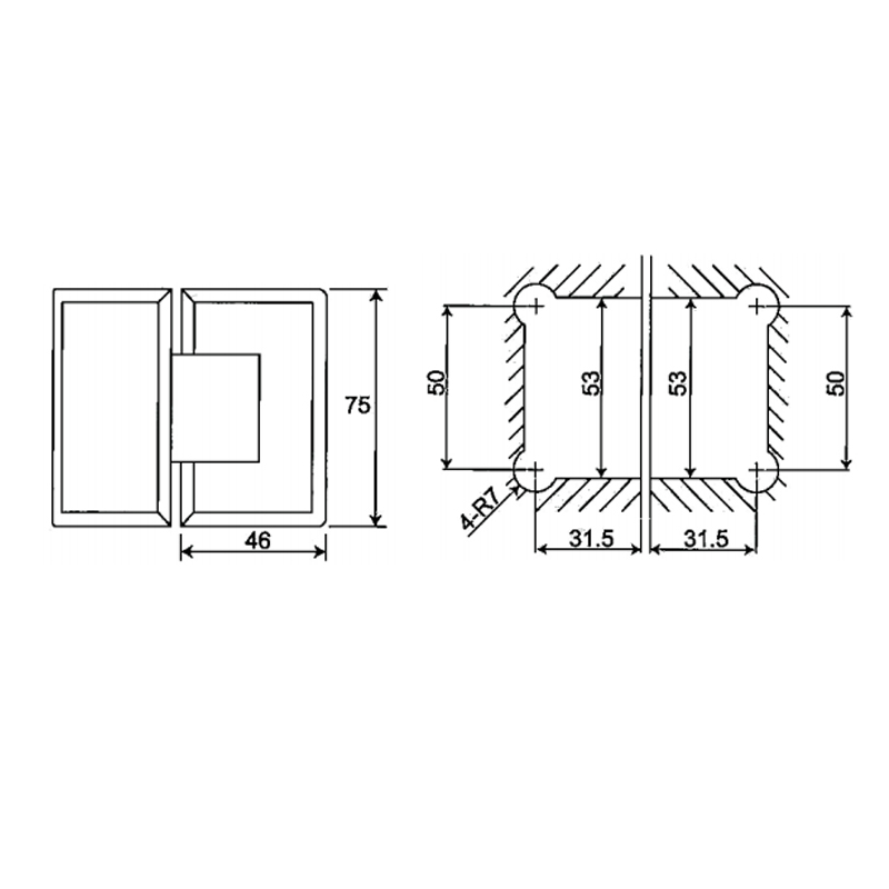 ESH-402-Dobradiças para porta de chuveiro