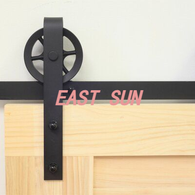 Kit de trilho de hardware para porta de celeiro deslizante para rolos grandes de raios de portas duplas